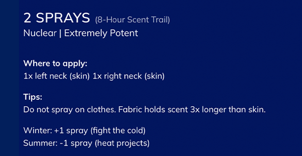 The smell100 Standard — spray count for an 8-hour scent trail